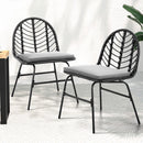 Gardeon 2x Outdoor Chairs Dining Chair Lounge Wicker Patio Furniture Black-1