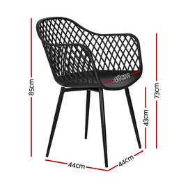 Gardeon 4PC Outdoor Dining Chairs PP Lounge Chair Patio Furniture Garden Black - 0