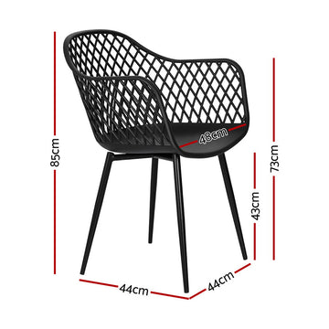 Gardeon 4PC Outdoor Dining Chairs PP Lounge Chair Patio Furniture Garden Black - 0