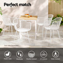 Gardeon 4PC Outdoor Dining Chairs PP Lounge Chair Patio Furniture Garden White-5