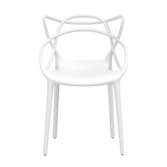 Gardeon 4PC Outdoor Dining Chairs PP Portable Stackable Chair Patio Furniture White