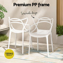 Gardeon 4PC Outdoor Dining Chairs PP Portable Stackable Chair Patio Furniture White-6