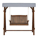 Gardeon Outdoor Wooden Swing Chair Garden Bench Canopy Cushion 2 Seater Charcoal-3