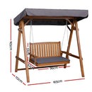 Gardeon Swing Chair Wooden Garden Bench Canopy 2 Seater Outdoor Furniture-2
