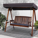 Gardeon Wooden Swing Chair Garden Bench Canopy 3 Seater Outdoor Furniture-7