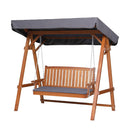 Gardeon Outdoor Wooden Swing Chair Garden Bench Canopy Cushion 3 Seater Teak-2