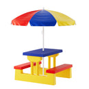 Keezi Kids Outdoor Table and Chairs Set Picnic Bench Umbrella Children Indoor-1