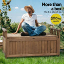 Gardeon Outdoor Storage Bench Box Wooden Garden Toy Tool Sheds Patio Furniture Brown-5