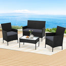Gardeon 4 Seater Outdoor Sofa Set Wicker Setting Table Chair Furniture Black-8