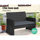 Gardeon 4 PCS Outdoor Sofa Set Rattan Chair Table Setting Garden Furniture Black-3