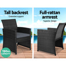 Gardeon 4 PCS Outdoor Sofa Set Rattan Chair Table Setting Garden Furniture Black-4