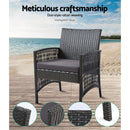 Gardeon 4PCS Outdoor Sofa Set Wicker Harp Chair Table Garden Furniture Grey-3