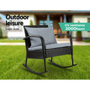 Gardeon Outdoor Furniture Rocking Chair Wicker Garden Patio Lounge Setting Black-4