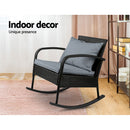 Gardeon Outdoor Furniture Rocking Chair Wicker Garden Patio Lounge Setting Black-5