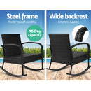 Gardeon Outdoor Furniture Rocking Chair Wicker Garden Patio Lounge Setting Black-6