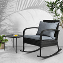 Gardeon 2PC Rocking Chair Table Wicker Outdoor Furniture Patio Lounge Setting-7