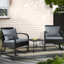 Gardeon 3PC Rocking Chair Table Wicker Outdoor Furniture Patio Bistro Set Black-1