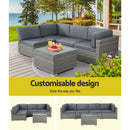 Gardeon 5-Piece Outdoor Sofa Set Wicker Couch Lounge Setting 4 Seater Grey-4