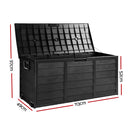 Gardeon Outdoor Storage Box 290L Lockable Organiser Garden Deck Shed All Black-2