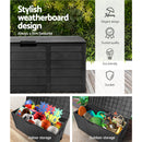 Gardeon Outdoor Storage Box 290L Lockable Organiser Garden Deck Shed All Black-5