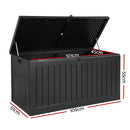 Gardeon Outdoor Storage Box 270L Container Lockable Garden Bench Tool Shed Black-2