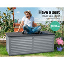 Gardeon Outdoor Storage Box 390L Container Lockable Garden Bench Tools Toy Shed Black-6