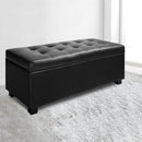 Artiss Storage Ottoman Blanket Box 97cm Leather Black-7