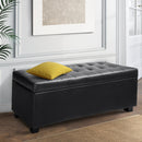Artiss Storage Ottoman Blanket Box 97cm Leather Black-1