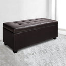 Artiss Storage Ottoman Blanket Box 97cm Leather Brown-7