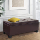 Artiss Storage Ottoman Blanket Box 97cm Leather Brown-8