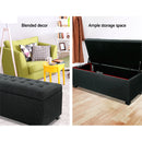 Artiss Storage Ottoman Blanket Box 97cm Linen Charcoal-4