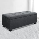 Artiss Storage Ottoman Blanket Box 97cm Linen Charcoal-7