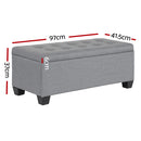 Artiss Storage Ottoman Blanket Box 97cm Linen Grey-2