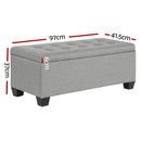 Artiss Storage Ottoman Blanket Box 97cm Linen Light Grey-2