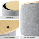 Artiss Storage Ottoman Blanket Box 40cm Linen Round Grey-6