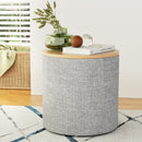Artiss Storage Ottoman Blanket Box 40cm Linen Round Grey-7