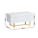 Artiss Storage Ottoman Blanket Box Criss-cross Linen White-2