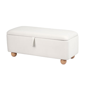 Artiss Storage Ottoman Hidden Bench Velvet Blanket Box Beige 97cm - 0