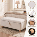 Artiss Storage Ottoman Hidden Bench Velvet Blanket Box Beige 97cm-7