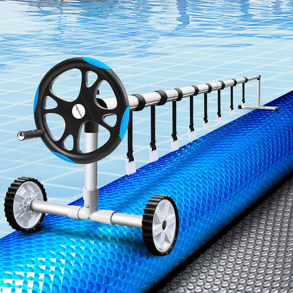 Aquabuddy Pool Cover 500 Micron 10.5x4.2m Silver Swimming Pool Solar Blanket 5.5m Blue Roller