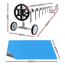 Aquabuddy Pool Cover 500 Micron 6.5x3m Silver Swimming Pool Solar Blanket 4m Roller - 0