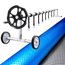 Aquabuddy Pool Cover 500 Micron 8x4.2m Silver Swimming Pool Solar Blanket 5.5m Roller