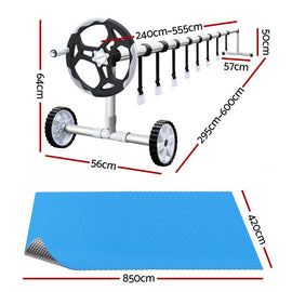 Aquabuddy Pool Cover 500 Micron 8.5x4.2m Swimming Pool Solar Blanket 5.5m Roller - 0