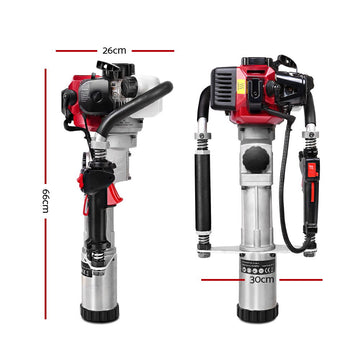 Giantz Petrol Post Driver 2-Stroke 32.7CC Rammer Pile Star Picket Fence Hole Red - 0