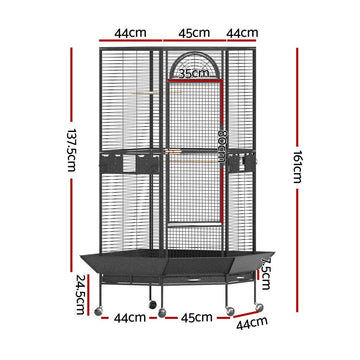 i.Pet Bird Cage Large Jumbo Aviary Budgie Perch Cage Parrot Stand Wheels Corner - 0