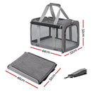 i.Pet Pet Carrier Bag Foldable Dog Cat Durable Crate Travel Cage Portable Car Kennel Grey-2