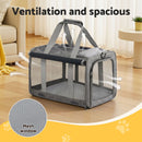 i.Pet Pet Carrier Bag Foldable Dog Cat Durable Crate Travel Cage Portable Car Kennel Grey-4