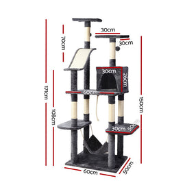 i.Pet Cat Tree 171cm Tower Scratching Post Scratcher Wooden Condo House Bed Toys - 0