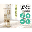 i.Pet Cat Tree 180cm Tower Scratching Post Scratcher Wood Condo House Toys Beige-3