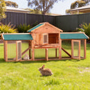 i.Pet Chicken Coop Rabbit Hutch 220cm x 44cm x 84cm Large Chicken Coop Run Wooden Outdoor Cage House-1